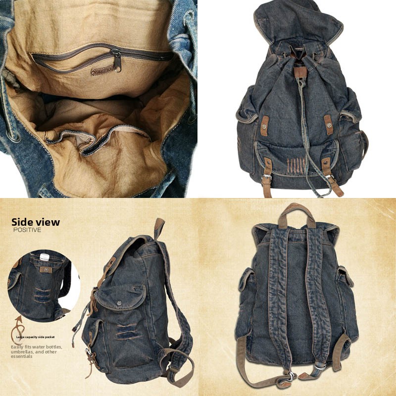 Retro Canvas Leather Double Sh - Canvas Backpack Casual review and price